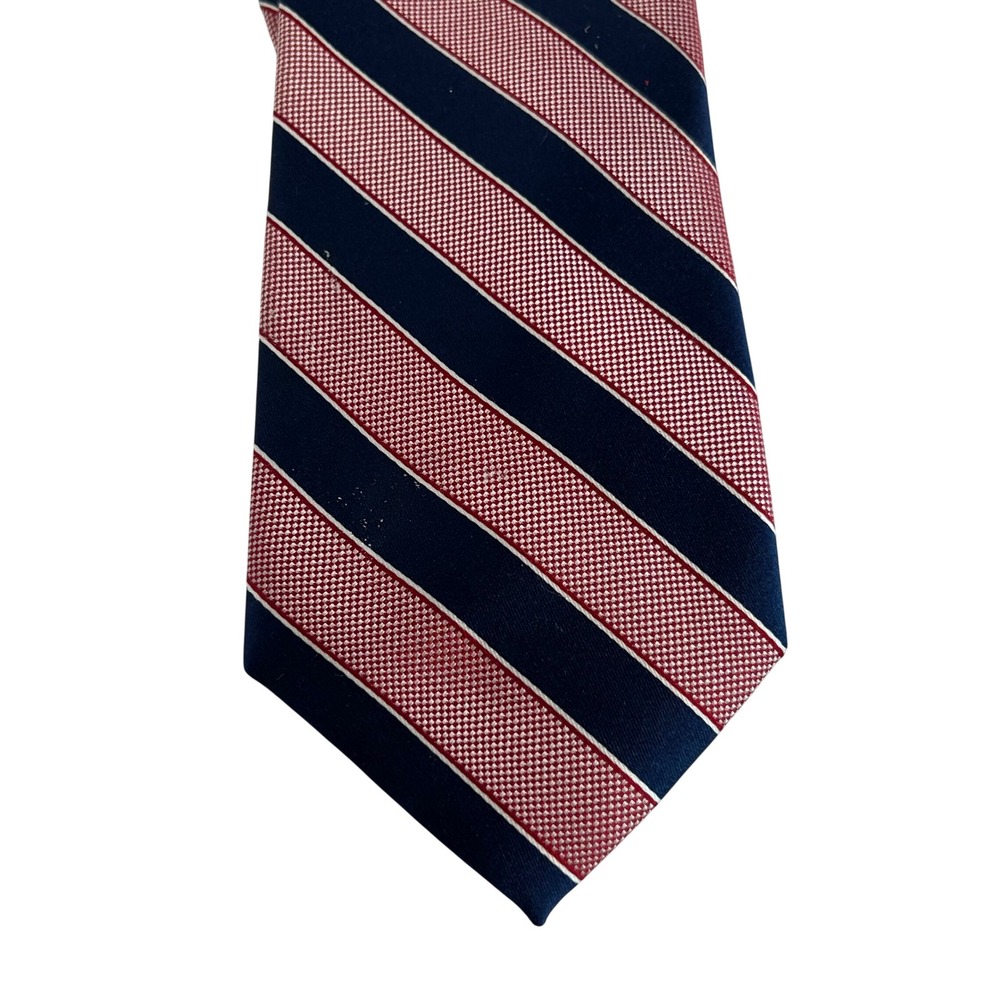 Club Room Mens Silk Tie Navy Blue Red Repp Striped Classic Necktie EE46